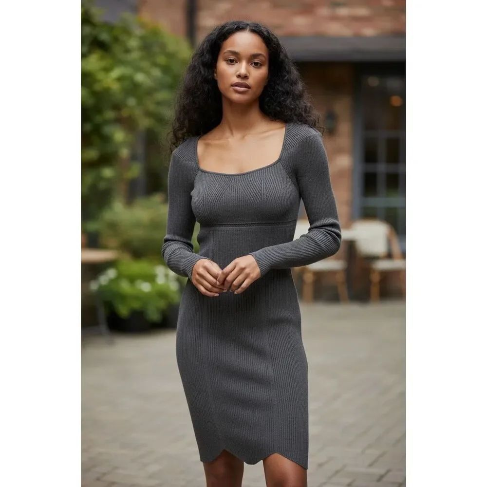 โจWayโOf The Priest Ribbed Grey Mini Sweater Sz XS Dressโจ